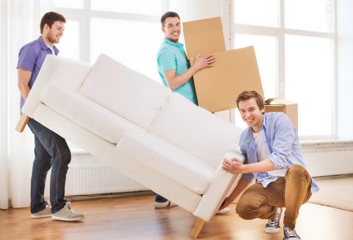 Packed household items ready for transport in a removals van