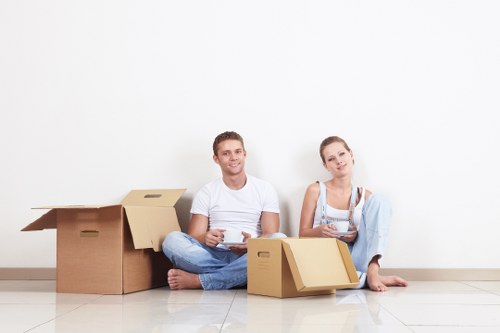 Packed moving boxes and furniture for a Streatham relocation