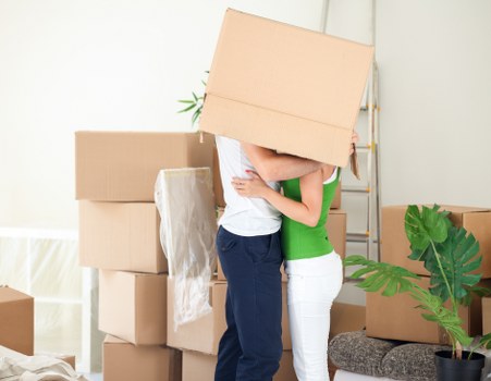 Boxes and wrapped furniture prepared for home removals in Streatham